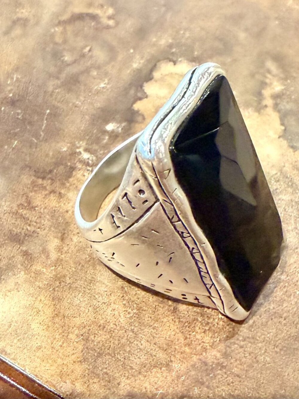 SILPADA! Sterling & Onyx BLACK TIE Rectangle Statement Ring R2891 Size 10-